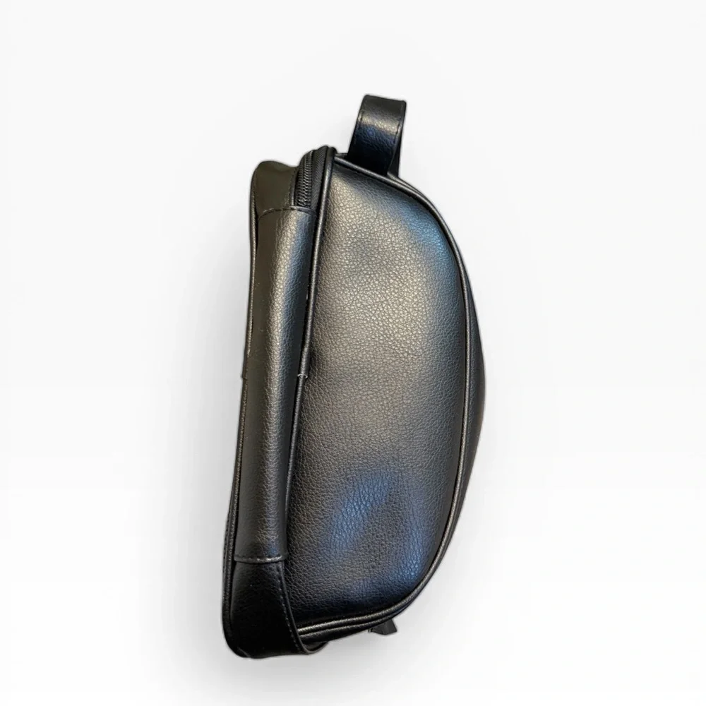 Black Leather Toiletries Bag